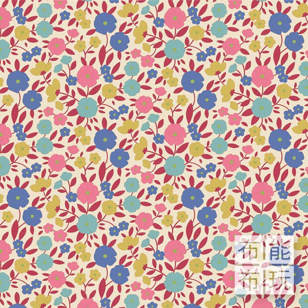 【2025年新品】Tilda Wallflower 壁花棉布: 紅色珍妮絲 100614