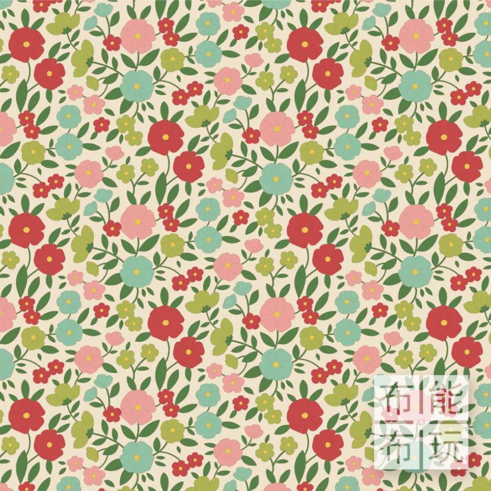 【2025年新品】Tilda Wallflower 壁花棉布: 綠色珍妮絲 100613