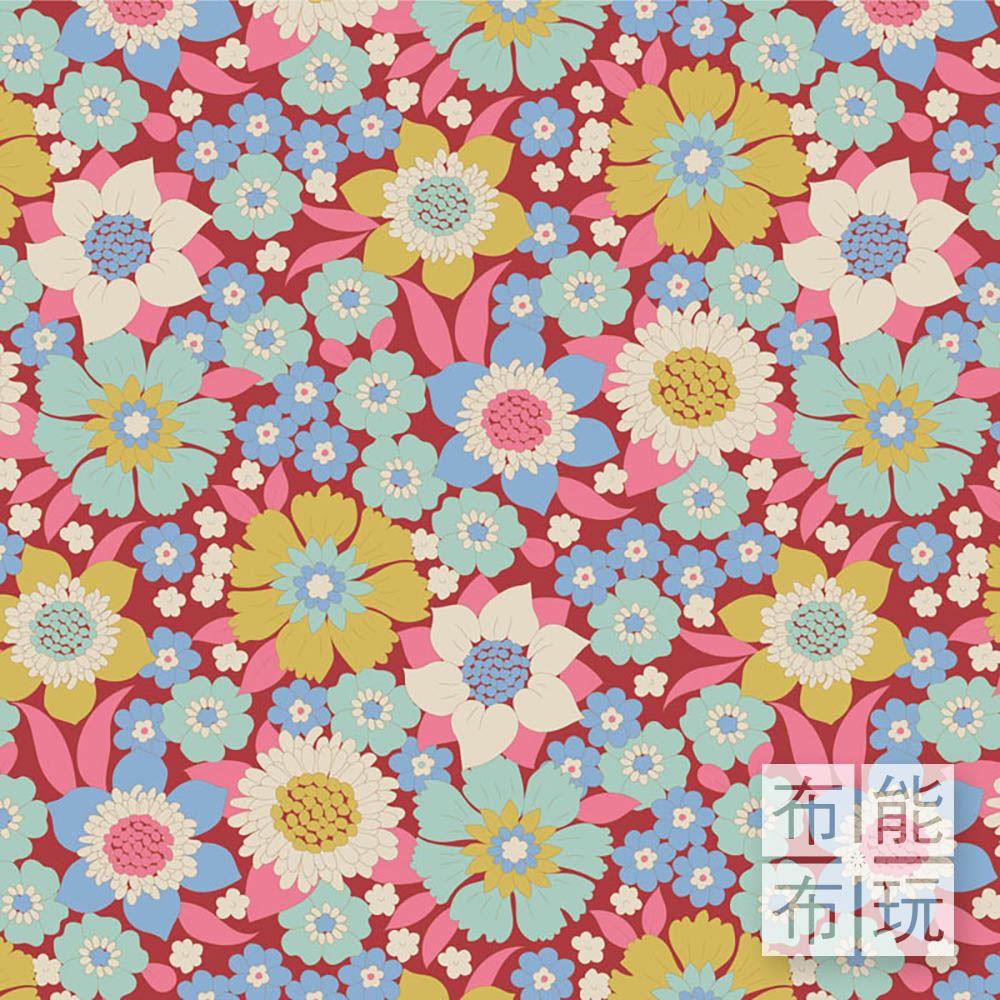 【2025年新品】Tilda Wallflower 壁花棉布: 勃艮第色蘿倫 100602