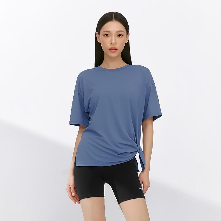 Ice Feather 2.0不對稱開衩寬鬆長版短袖上衣｜風信子 Bluebell 블루벨｜XFK1TS1003