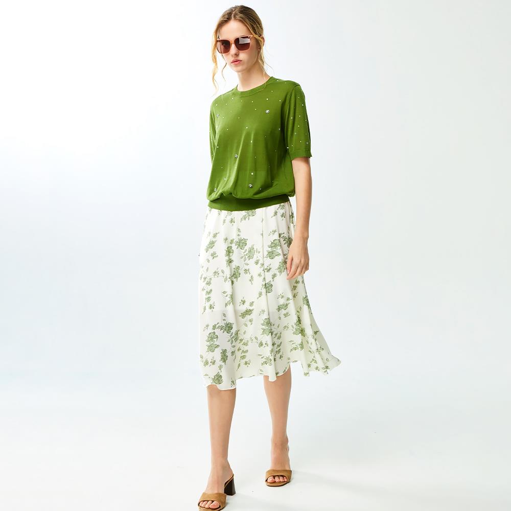 NEW∎春日綠意花卉長裙_綠色【MON'S 流行服飾】