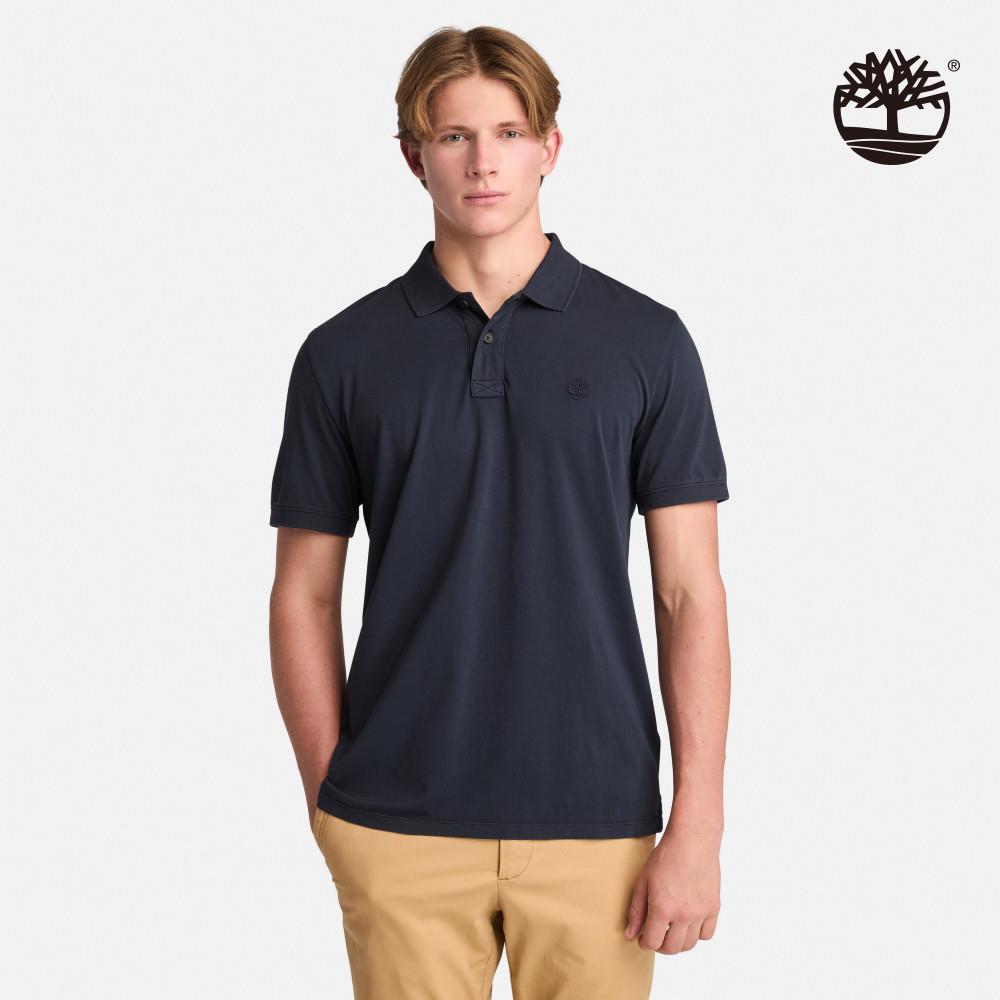 Timberland 男款深寶石藍休閒短袖Polo衫|A6R29433