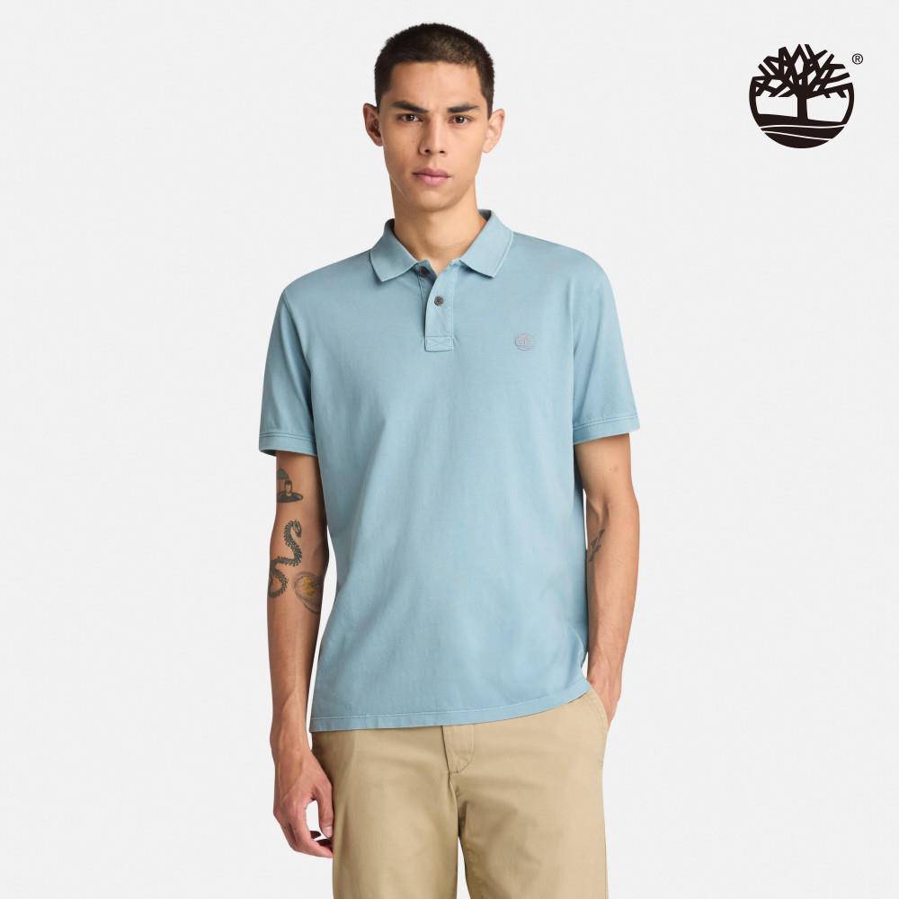 Timberland 男款藍綠色休閒短袖Polo衫|A6R29758