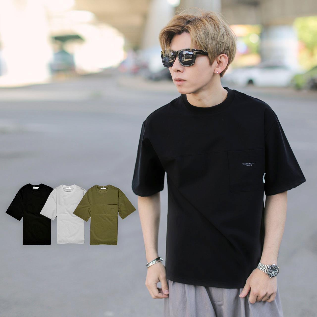 【NB1867J】韓國製工裝風口袋素面彈力短TEE(LE-MN001)