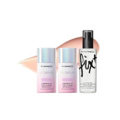 【MAC】高防曬水潤妝前組(超漾光高防曬妝前乳*2+FIX超持妝全能定型噴霧100ml*1)(女王節DM商品)