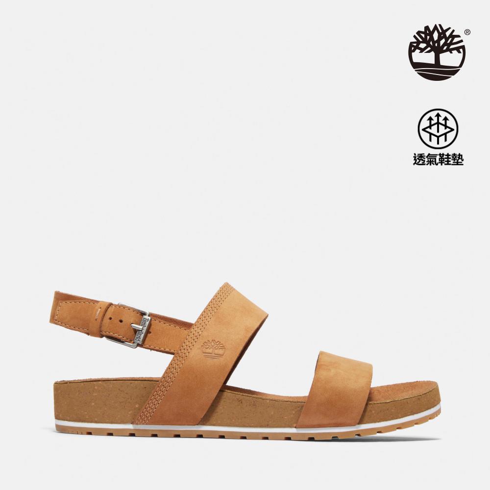 【網路限定】Timberland 女款棕色後帶式皮革涼鞋|A1MQGF13
