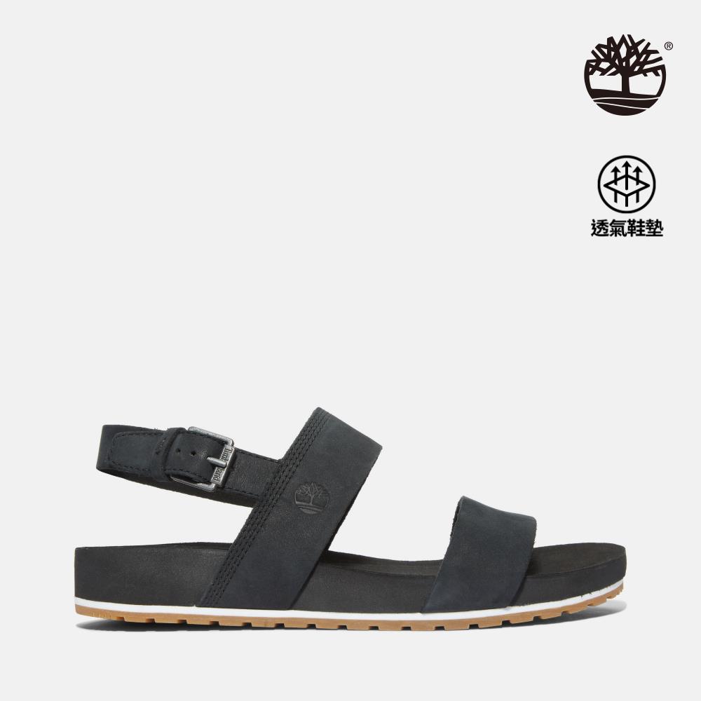 【網路限定】Timberland 女款黑色後帶式皮革涼鞋|A2AT9001