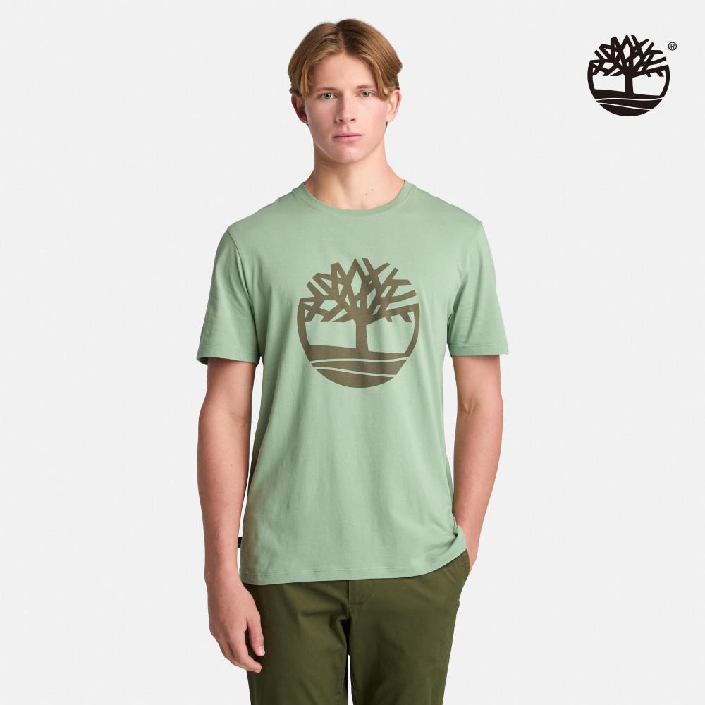 Timberland 男款淺綠色LOGO短袖T恤|A6281EC6