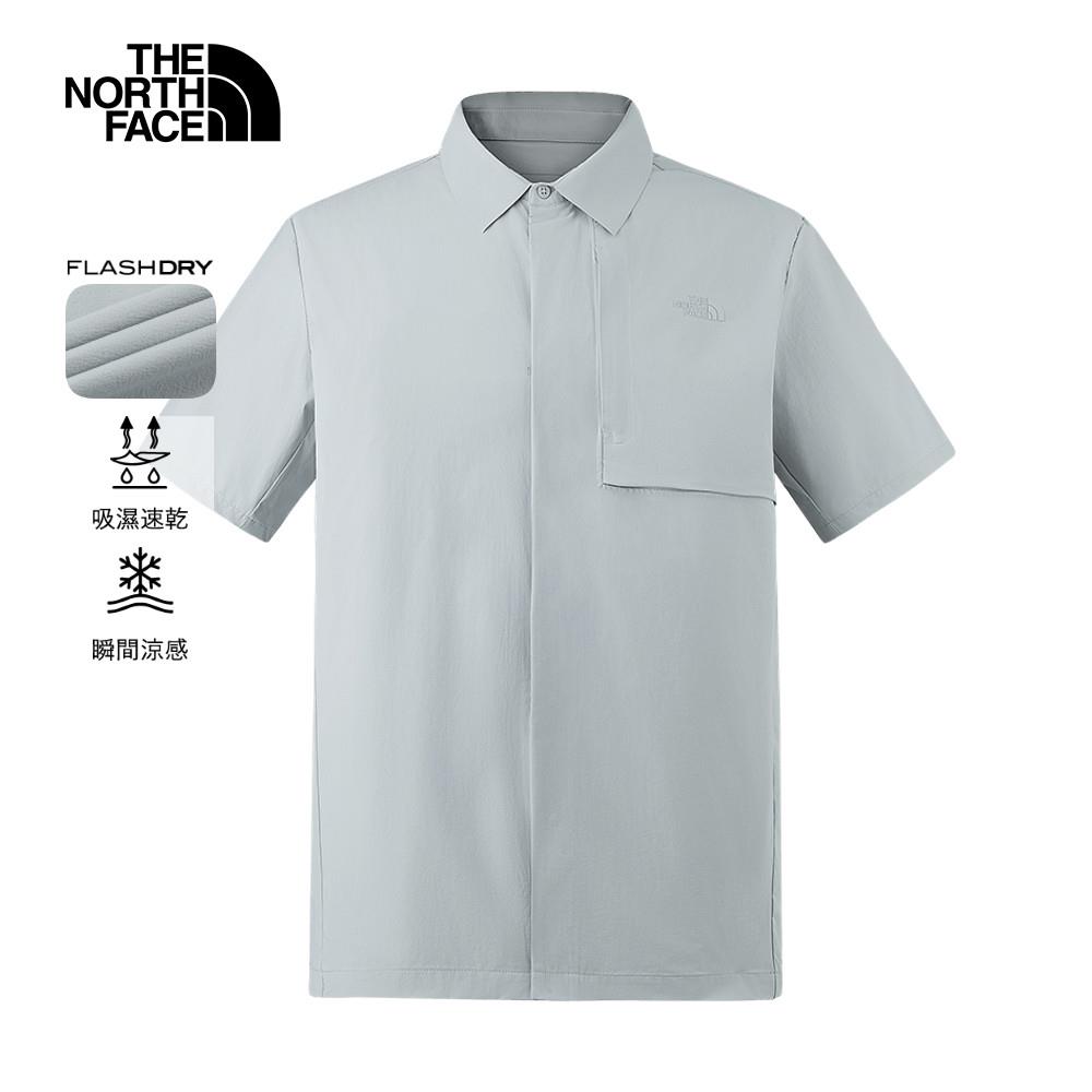The North Face北面男款灰色吸濕排汗短袖襯衫｜8BYPA0M