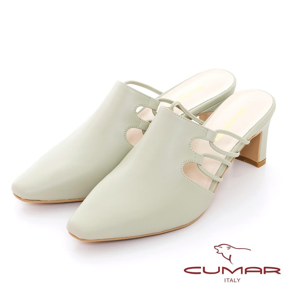 【CUMAR】側邊鏤空中跟穆勒鞋(綠色)(女王節DM商品)