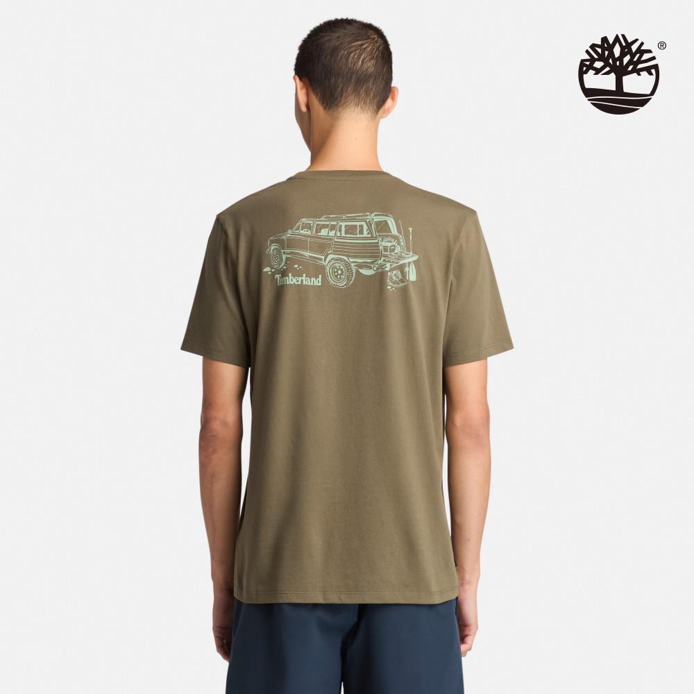 Timberland 男款軍綠色背後圖案短袖T恤|A6B6ZA58