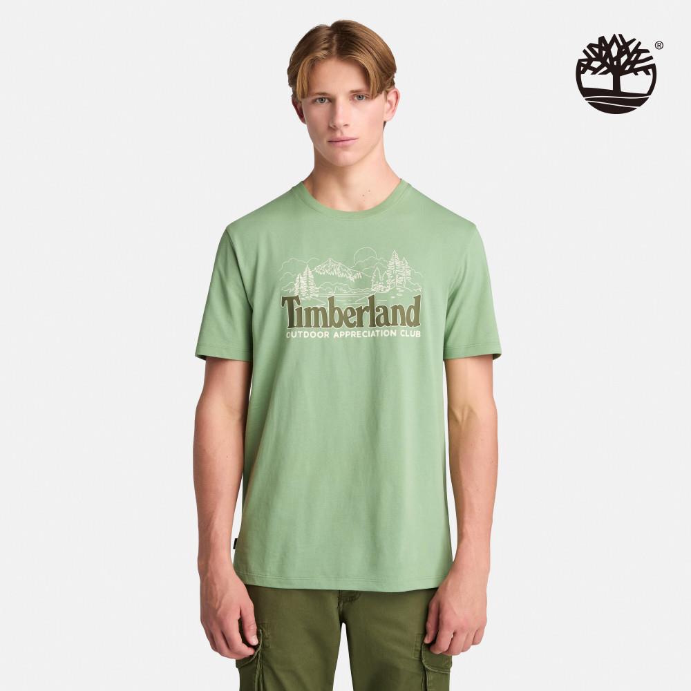 Timberland 男款淺綠色圖案短袖T恤|A6B8VEC6