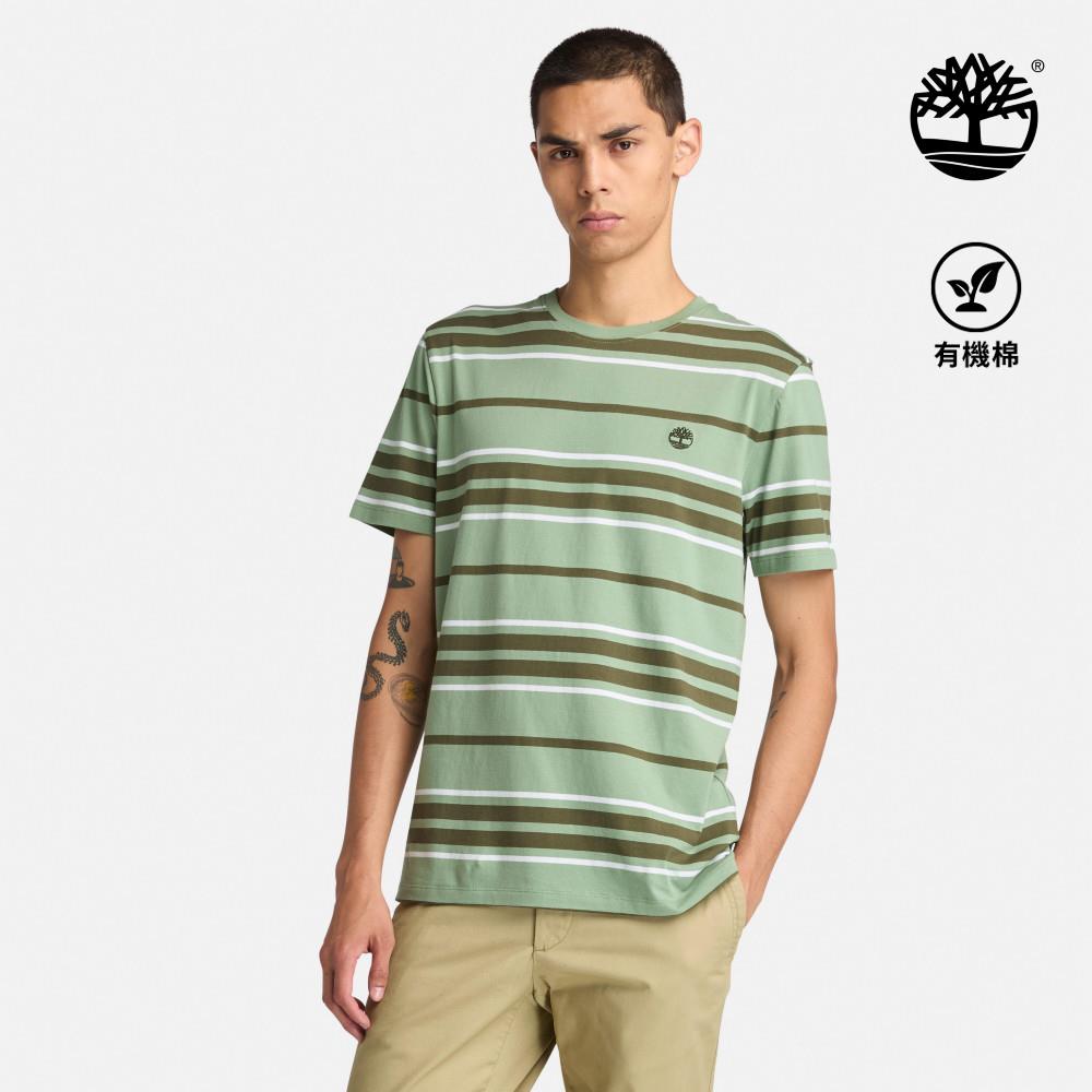 Timberland 男款淺綠色條紋短袖T恤|A6BDVEOL