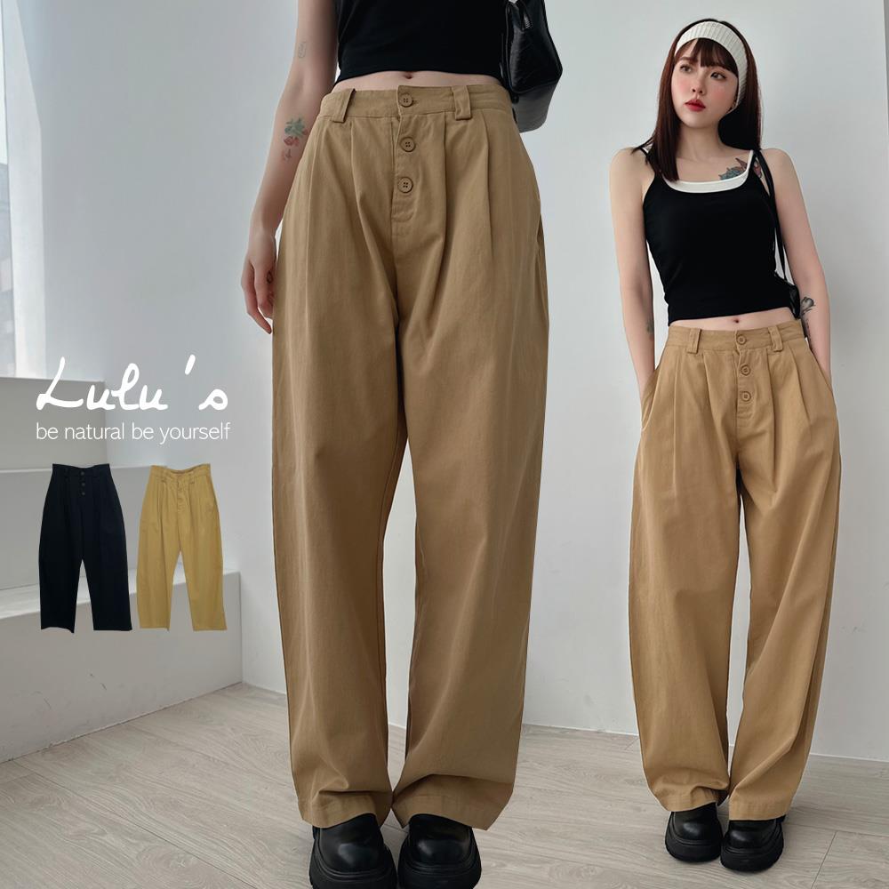 限時69折/挺版前壓摺排釦錐形褲S-L２色【A04250054】