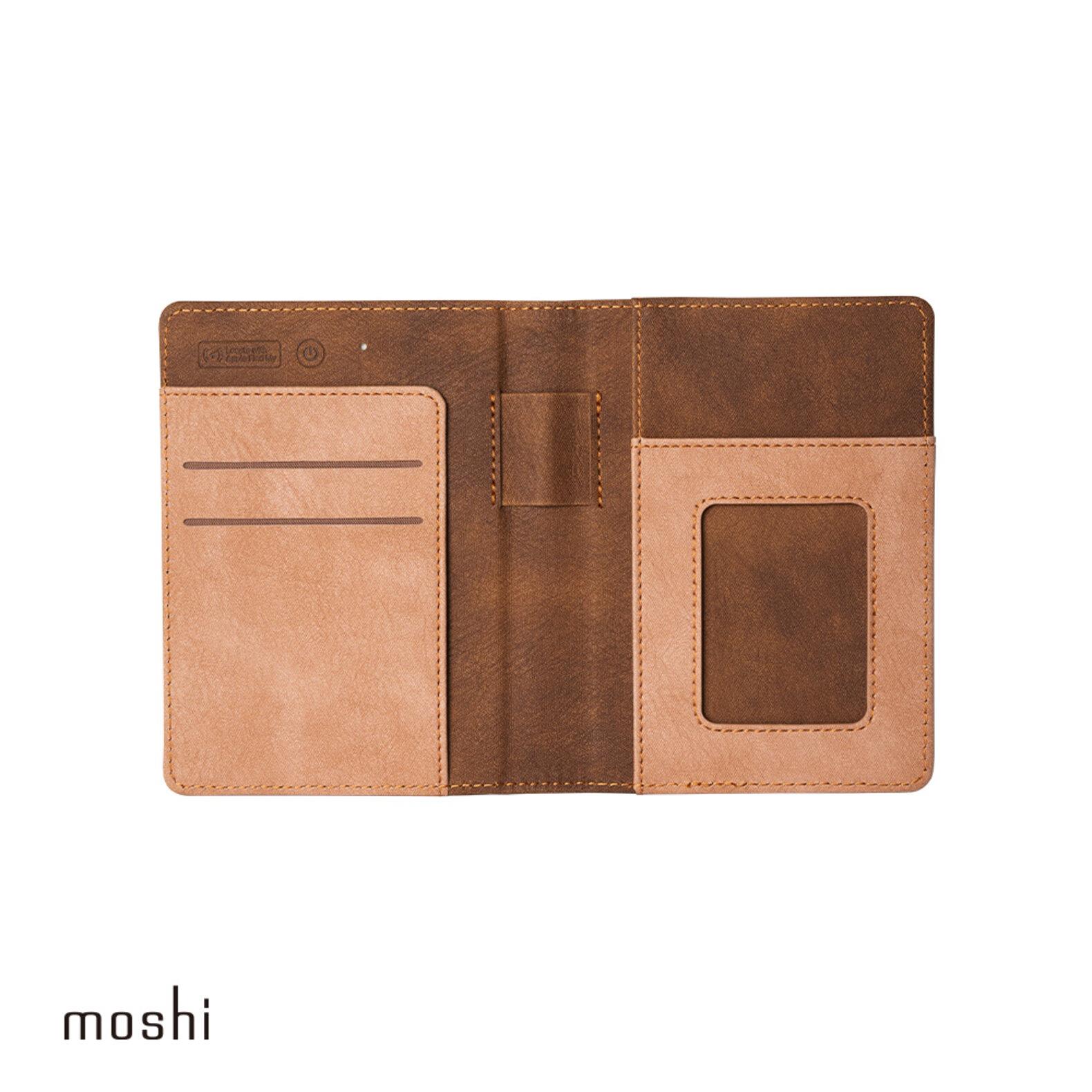 【Moshi】定位護照夾灰橘色(支援MagSafe無線充電)