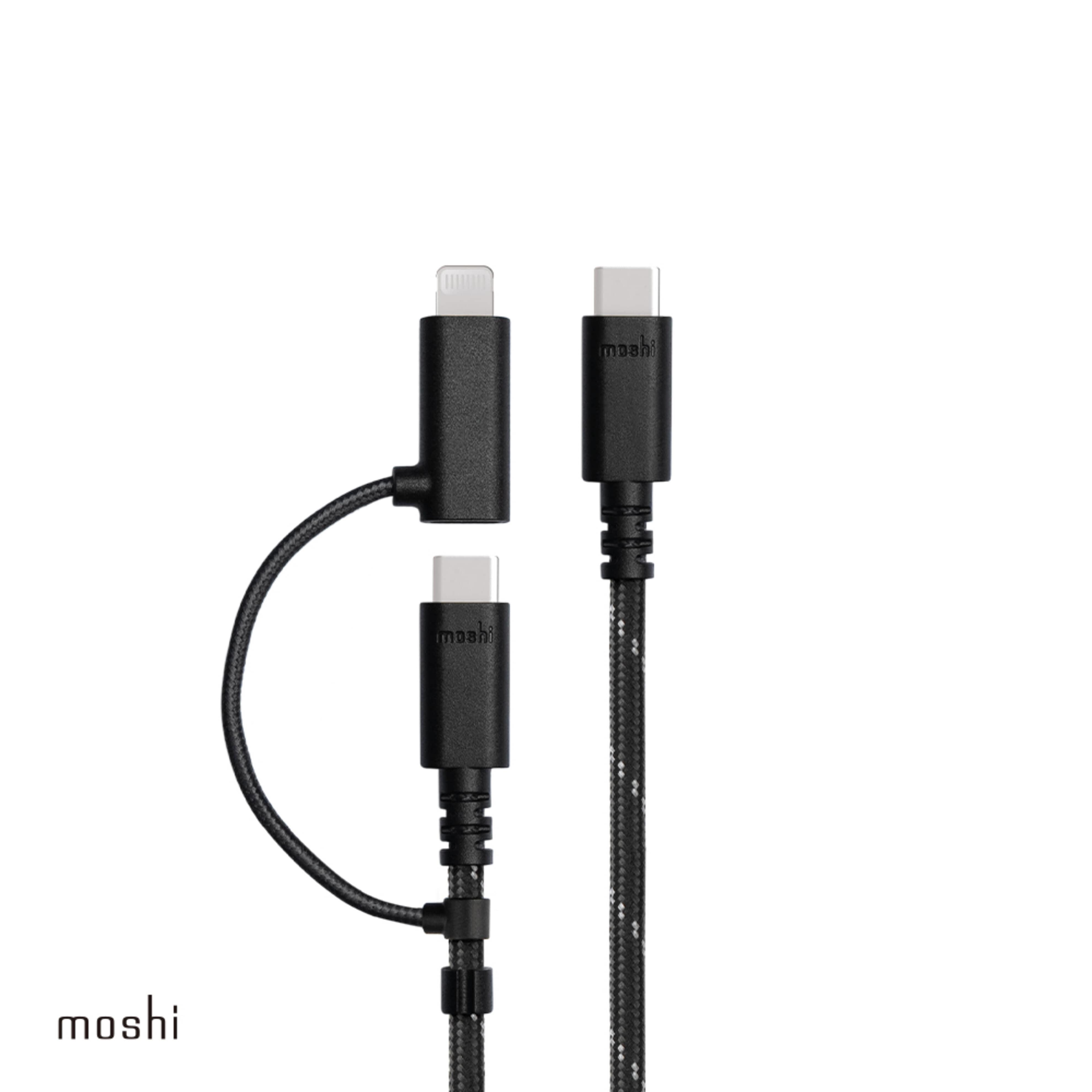 【Moshi】二合一充電傳輸線(1.0 m)(兼容所有 iOS及USB-C 的裝置充電)