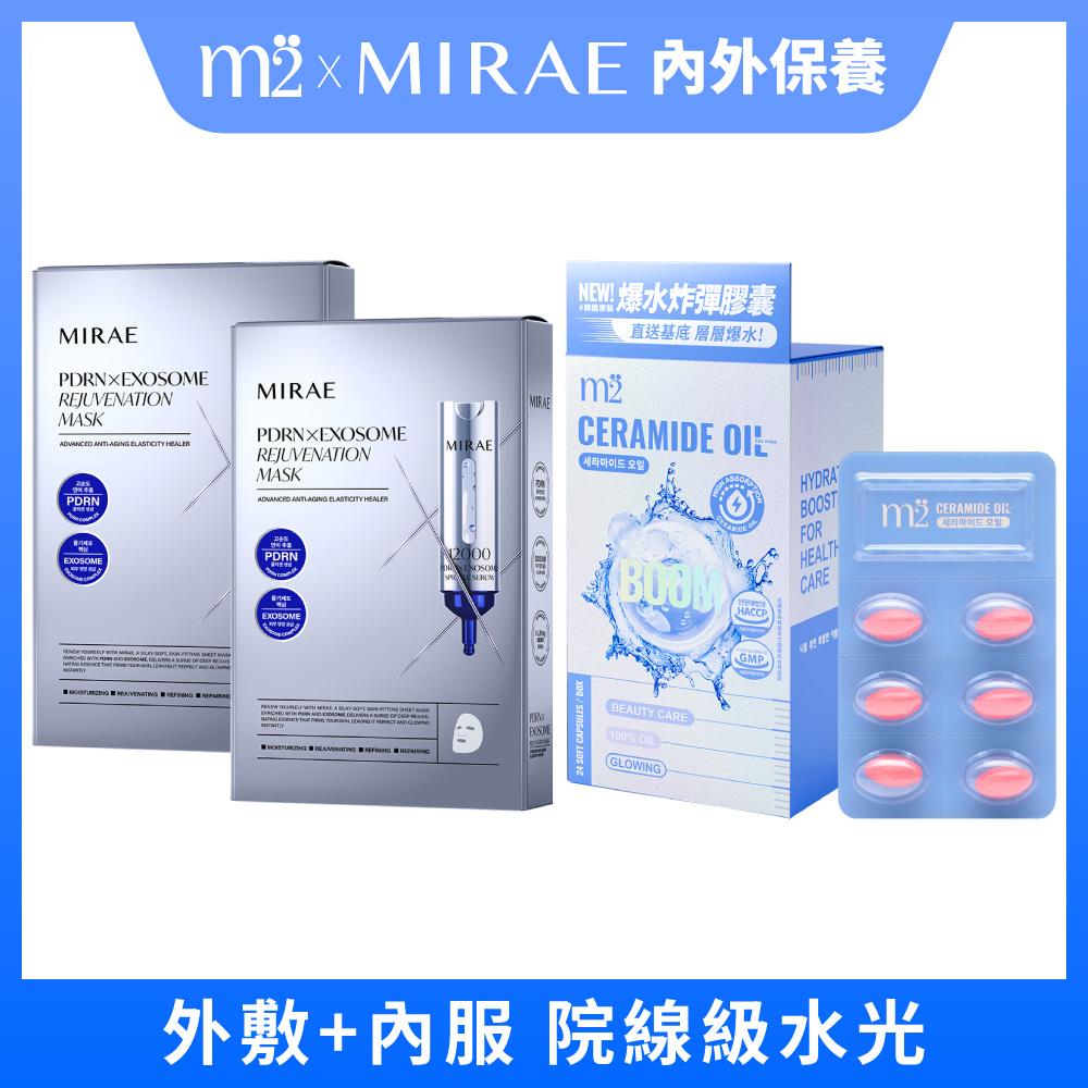 【m2美度】x【未來美】超能水光精粹軟膠囊 (24入/盒) + 專業院線PDRN外泌體新生面膜x2盒