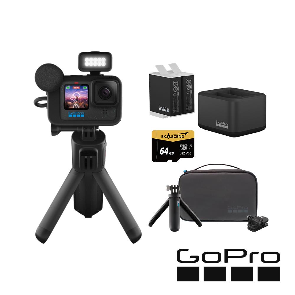 【GoPro】HERO12 Black CE創作者旅遊必備套組 (HERO12創作者套組+旅行套件組+Enduro雙座充+雙電池+64G記憶卡) 正成公司貨