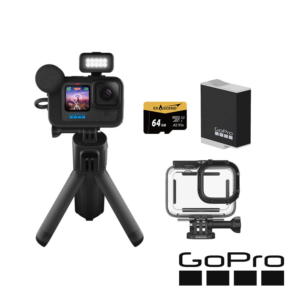 【GoPro】HERO12 Black CE創作者潛水行家套組 (HERO12創作者套組+60m潛水防護殼+Enduro原廠充電電池+64G記憶卡) 正成公司貨