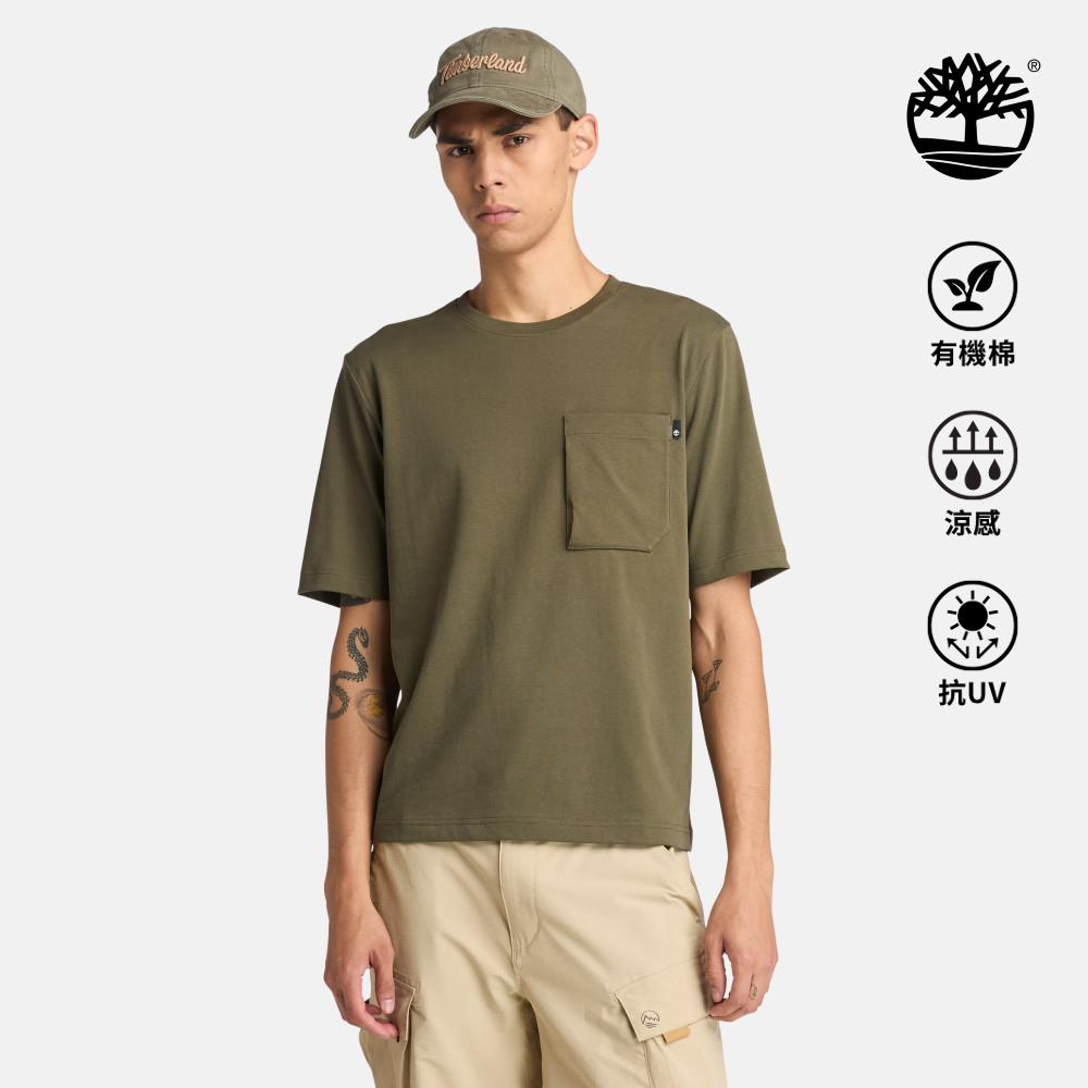 Timberland 男款軍綠色防曬短袖T恤|A641CA58