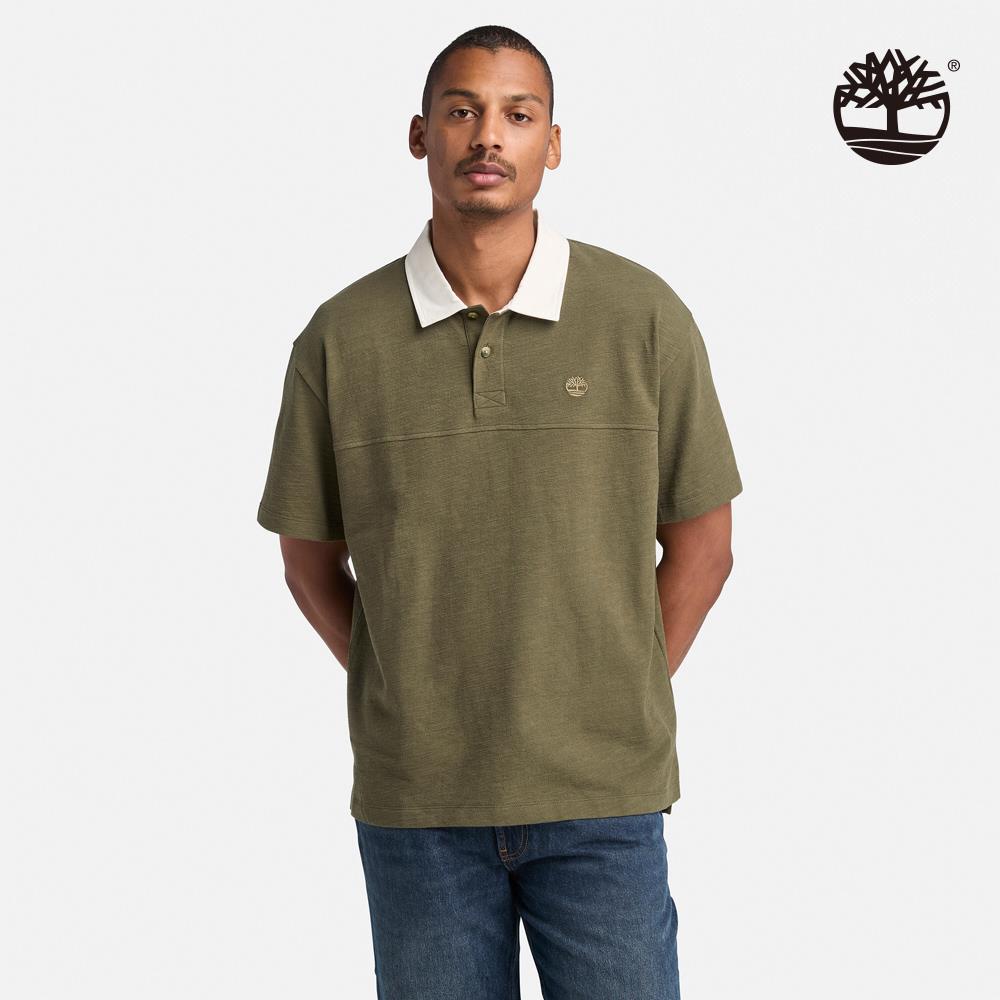 Timberland 男款軍綠色短袖Polo衫|A69W3A58
