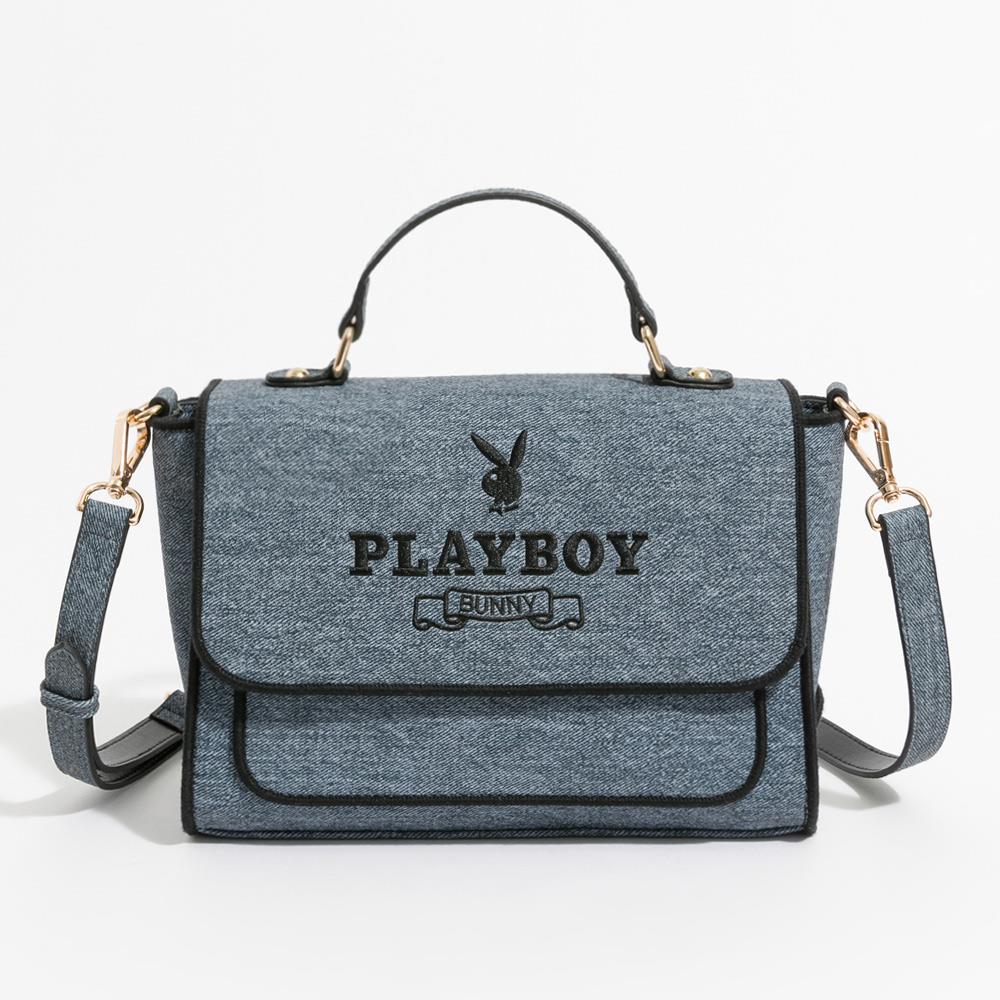 PLAYBOY-翻蓋手提包附長背帶 Elevated系列 - 藍色(551-0902-50-7)