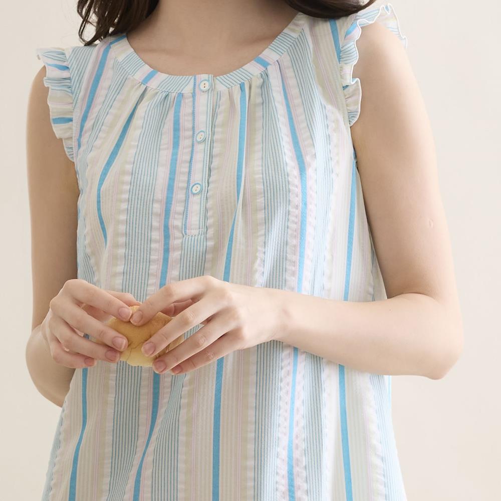 華歌爾睡衣-仕女系列 M-LL泡泡布半開襟洋裝(晨曦綠) LWZ38451GU