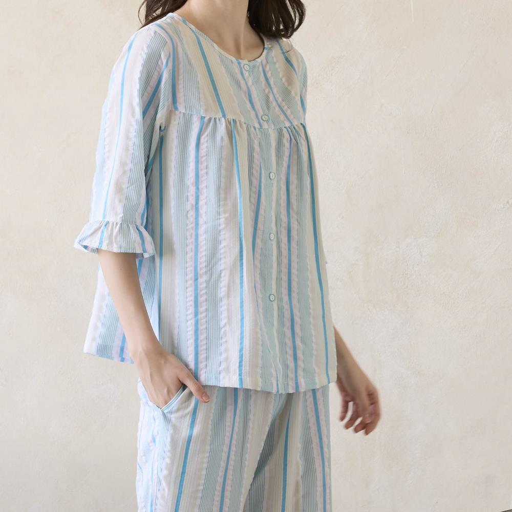 華歌爾睡衣-仕女系列 M-L泡泡布七分袖長褲裝(晨曦綠) LWZ86251GU