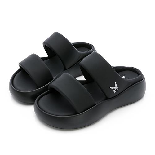 ⚡夏季應援 BIG SALE｜PLAYBOY 軟綿Q彈PLUS 寬帶雲朵厚底拖鞋-黑(PY1109)