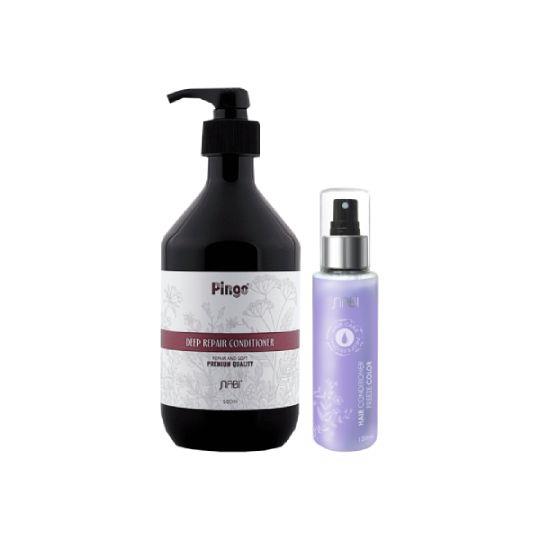 【PINGO臺灣品工】那比水感重建護髮素 500ml+那比鎖色長效修護抗熱精華液120ml