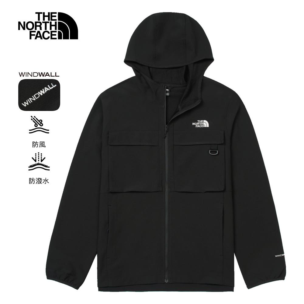 【特降】The North Face北面男款黑色DWR防潑水輕量風衣｜83TLJK3