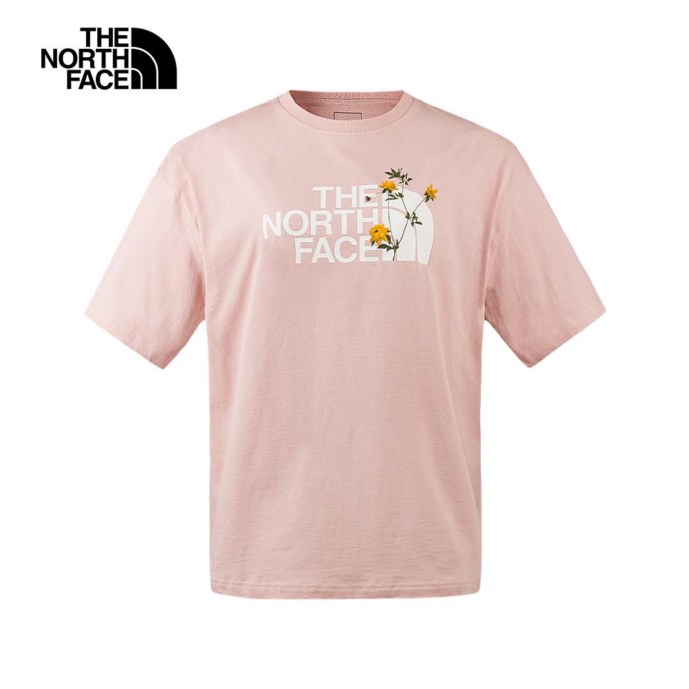 The North Face北面女款粉色大尺寸品牌LOGO花卉印花寬鬆短袖T恤｜88G6LK6