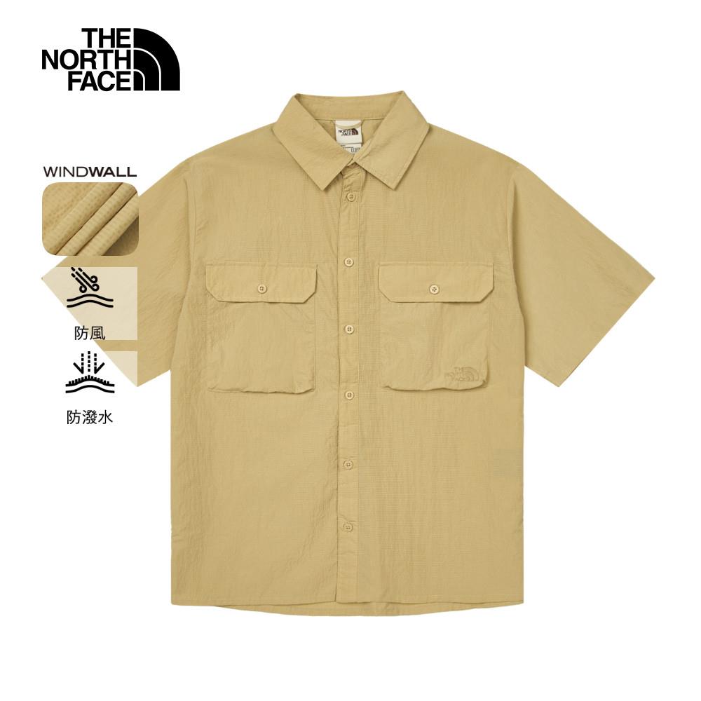 The North Face北面男款卡其色DWR防潑水短袖襯衫｜8C0WLK5