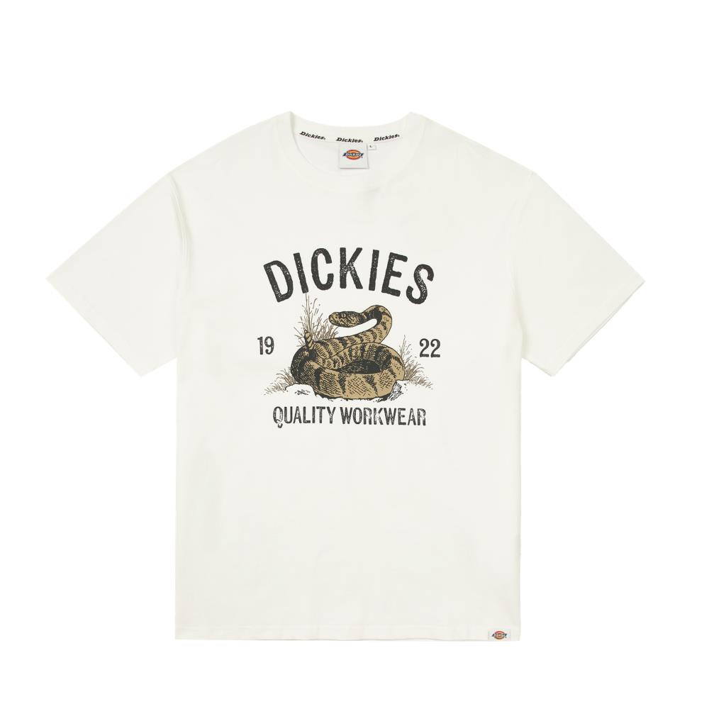 Dickies男女款白色胸前大圖案Logo印花休閒短袖T恤|DK0A88QIC4D