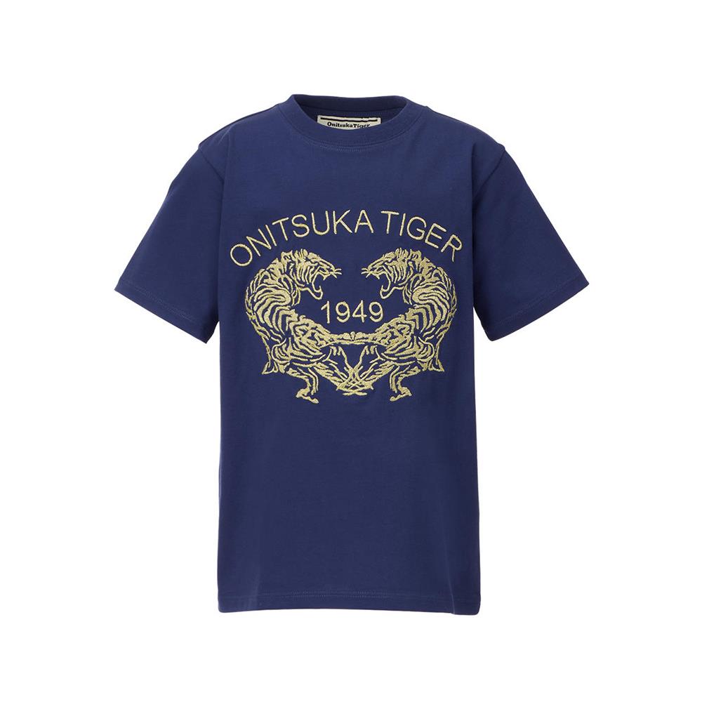 【KIDS】深藍色雙虎刺繡兒童短袖上衣｜2184A271-400