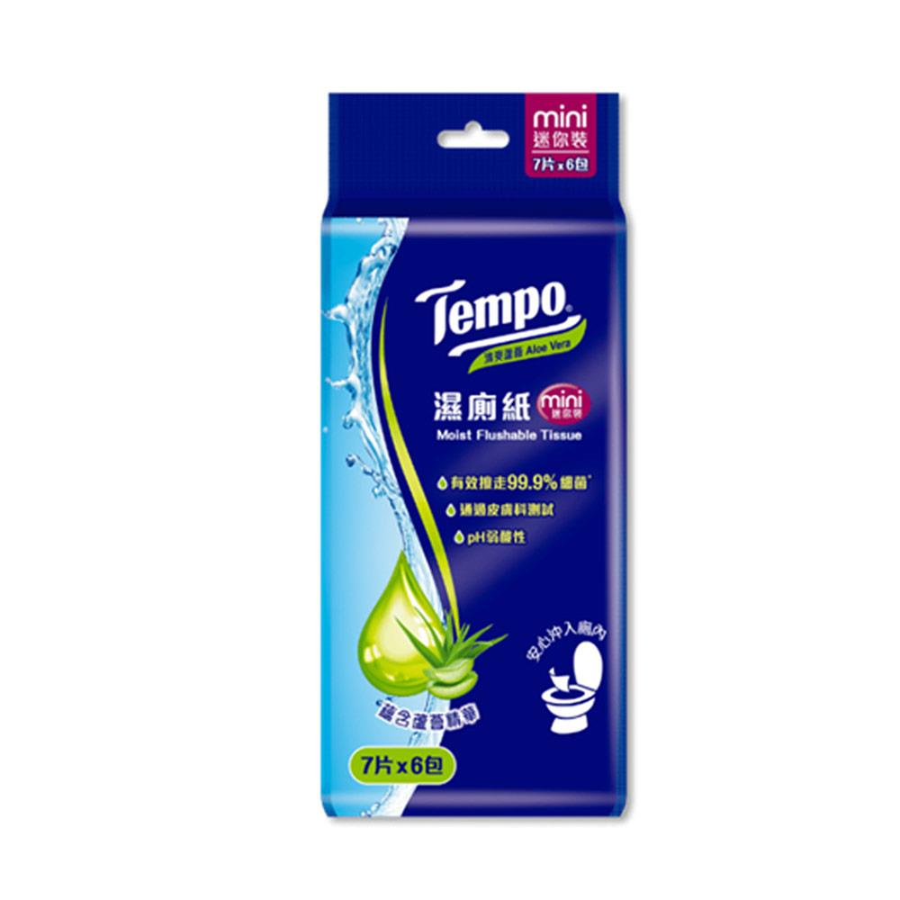 Tempo濕式衛生紙迷你裝 清爽蘆薈 7抽6包