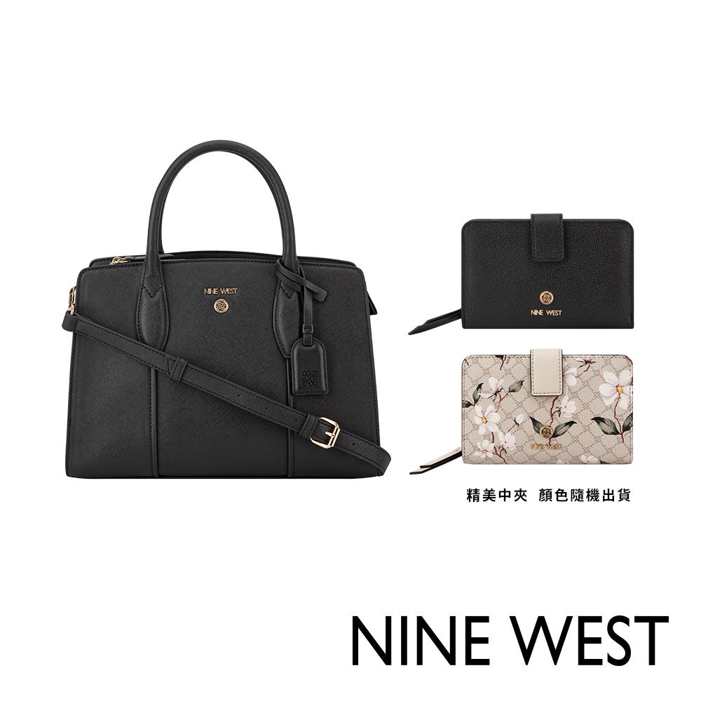 【NINE WEST】純色托特包-黑色 品牌中夾(193314190014 190441/200577)