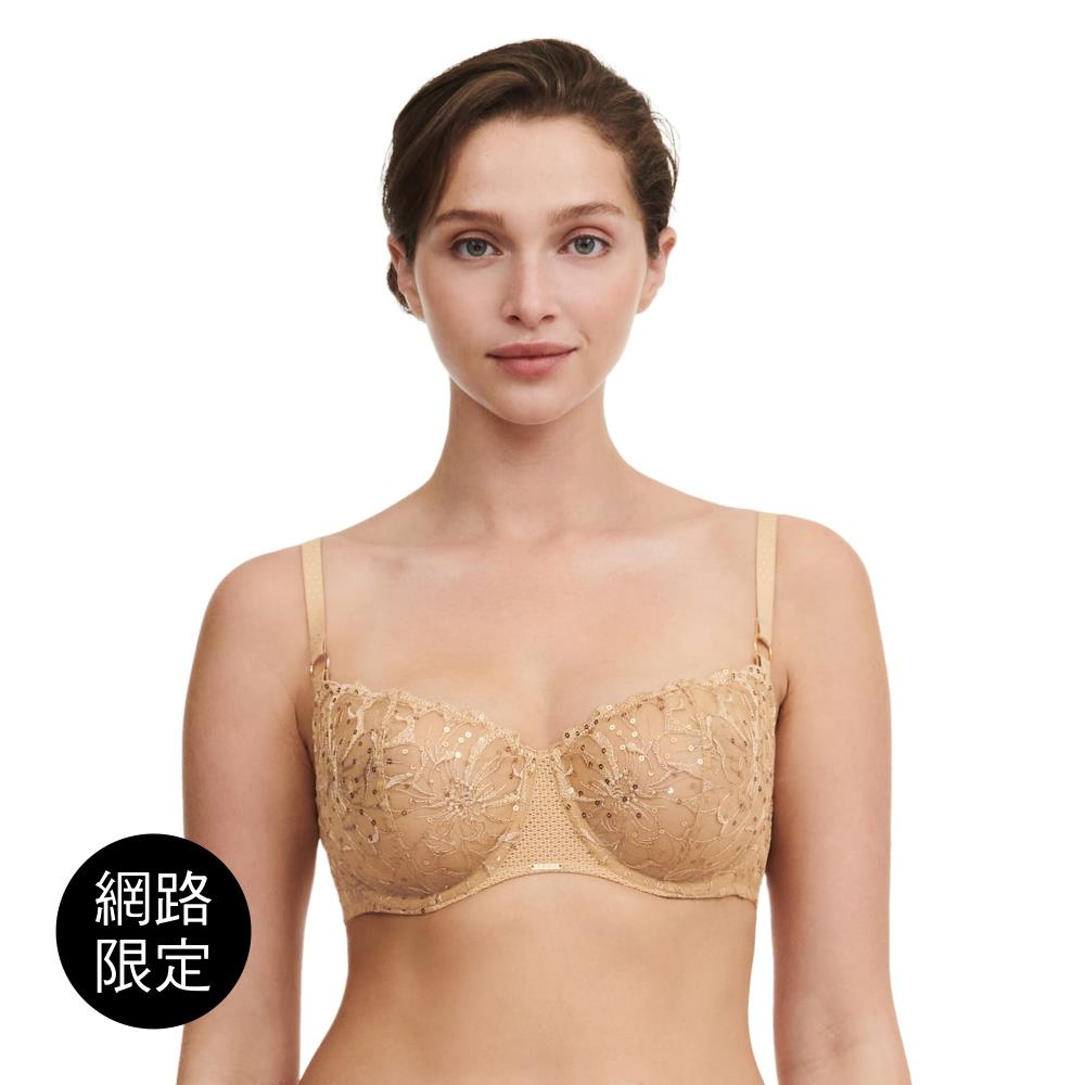 5折起【Chantelle】1/2網紗無襯內衣>BCD>太妃糖膚(12Q50_0CK)【Fleurs Signature】