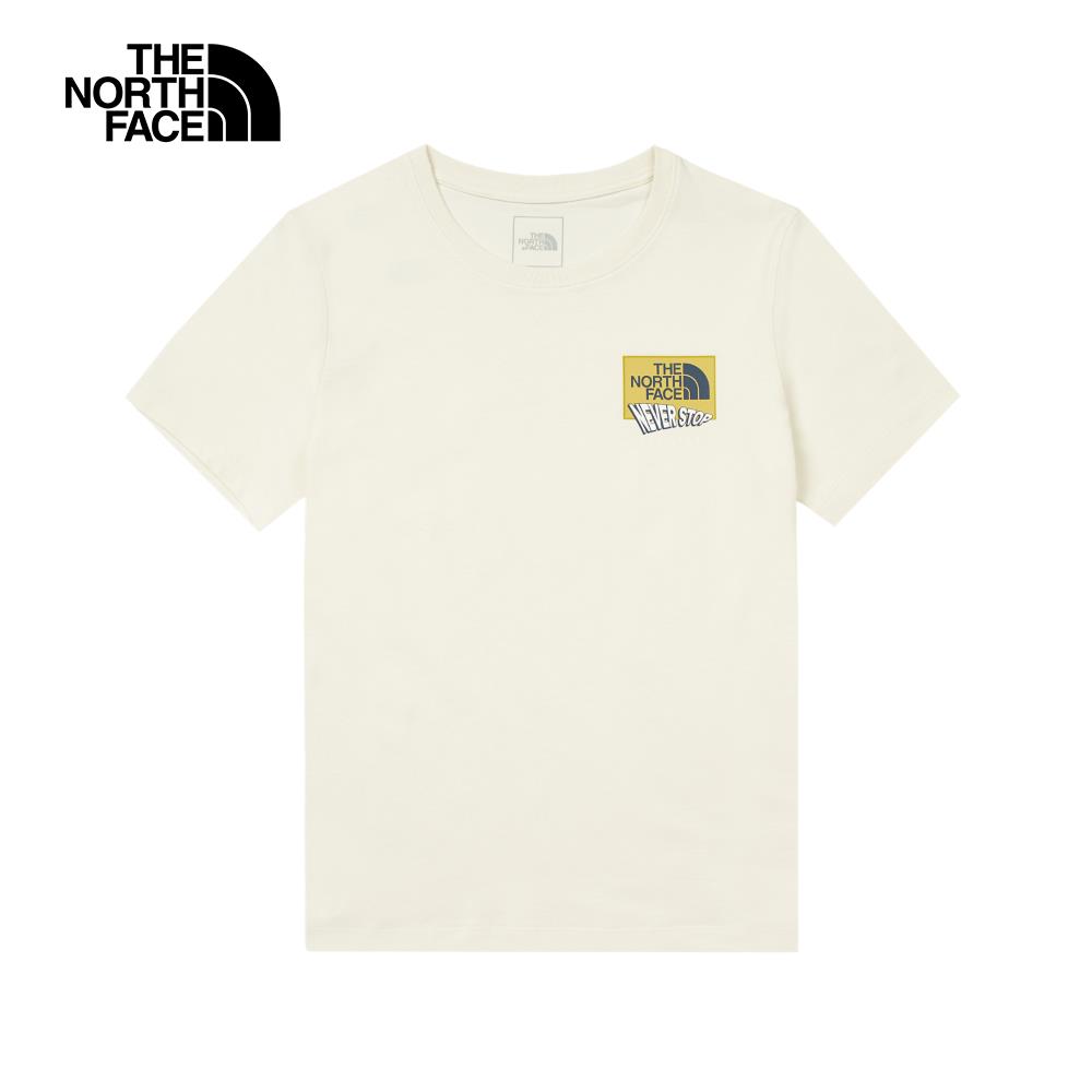 The North Face北面女款米白色純棉短袖T恤｜8DCDQLI