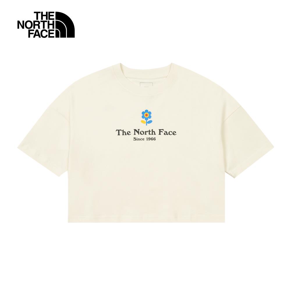 ❤️情侶款推薦❤️The North Face北面女款米白色純棉短版短袖T恤｜8DCEQLI
