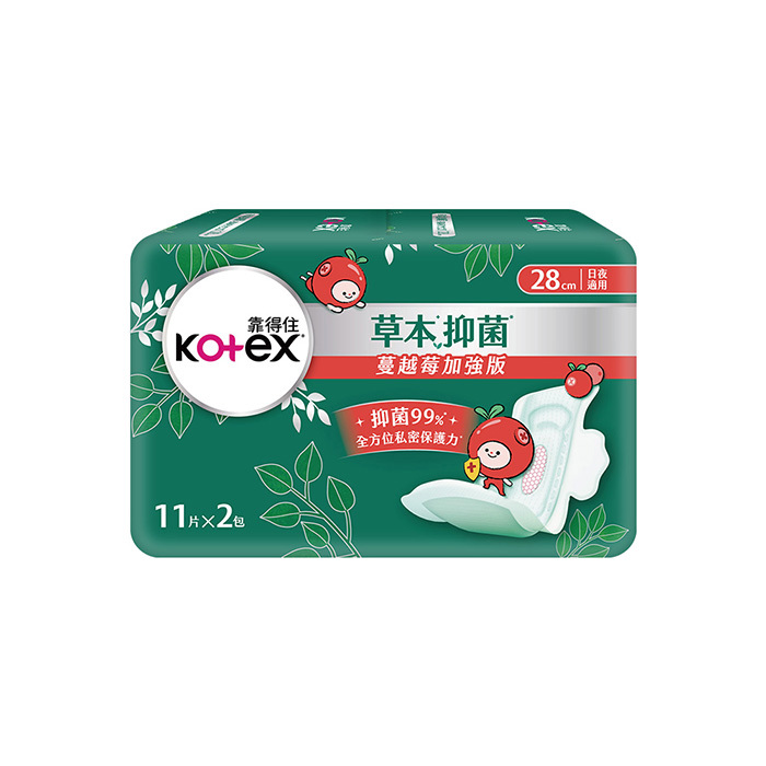 【靠得住】蔓越莓抑菌加強衛生棉28cm(11片x2包/串)