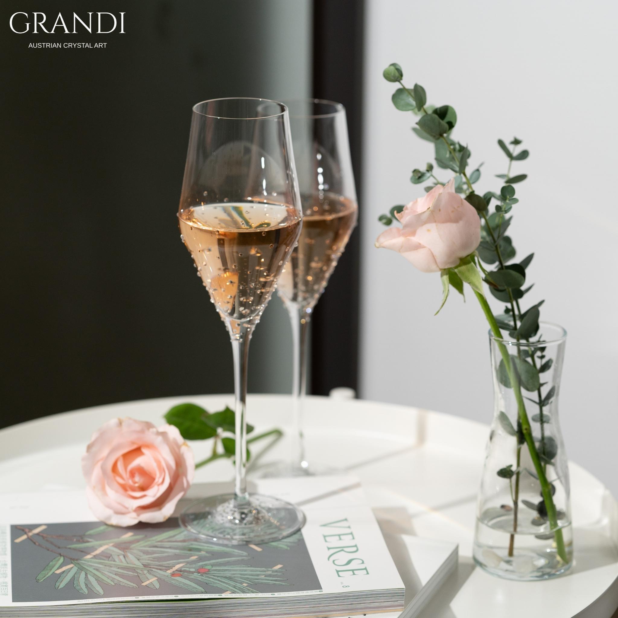 *【奧地利 GRANDI】極光260 會呼吸香檳杯 水鑽酒杯