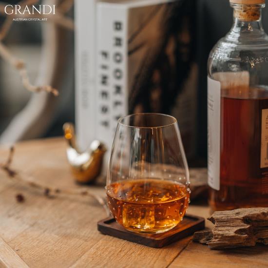 *【奧地利 GRANDI】天秤座平底杯 會呼吸的威士忌杯 水鑽酒杯-2入組