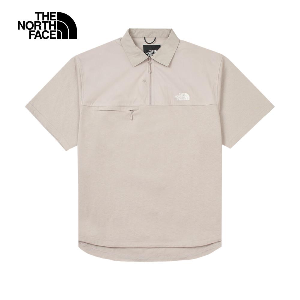The North Face北面UE男款淺灰色純棉舒適短袖POLO衫｜8D751OA