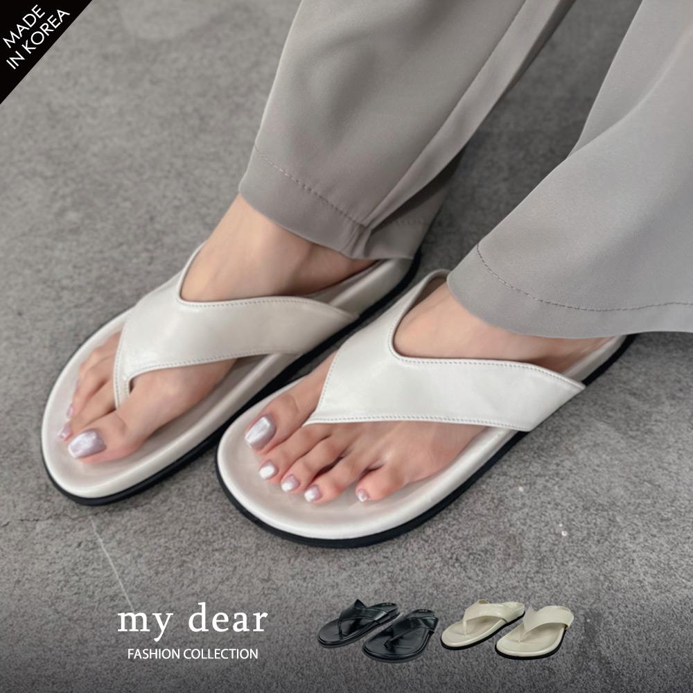 MD韓79折/簡約皮質夾腳拖鞋23-25２色【A06250005】