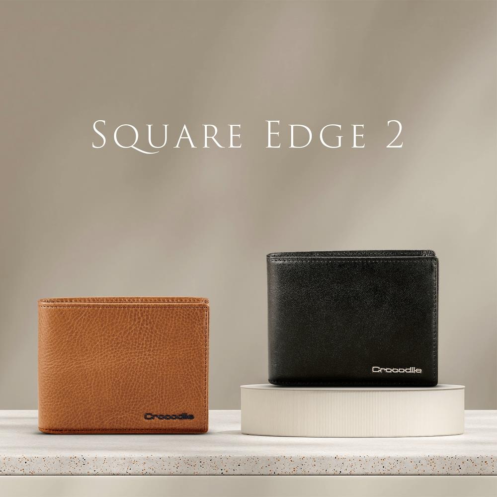 中性皮夾 男生短夾 錢包 5卡上翻子夾 釦式零錢袋 義大利植鞣皮 Square Edge 2.0系列-0103-11501-Crocodile 鱷魚皮件