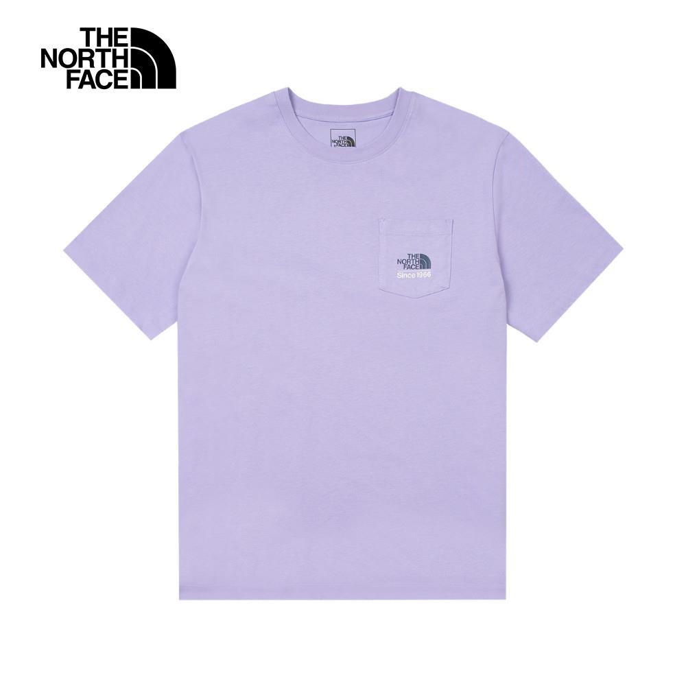 The North Face北面男女款紫色胸前LOGO口袋短袖T恤｜88G4PJO