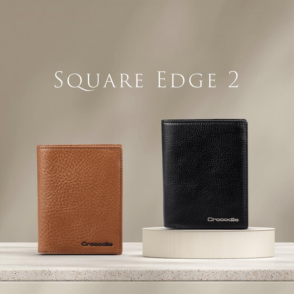 直式皮夾 零錢袋中夾 錢包 6卡 左翻子夾 義大利植鞣皮 Square Edge 2.0系列-0103-11504-Crocodile 鱷魚皮件