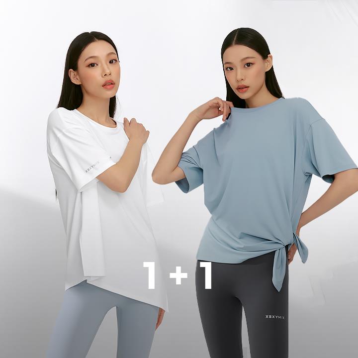 1+1組合價1690元▸XFK1TS1003▸Ice Feather 2.0不對稱開衩寬鬆長版短袖上衣【尺寸/顏色需分別點選】