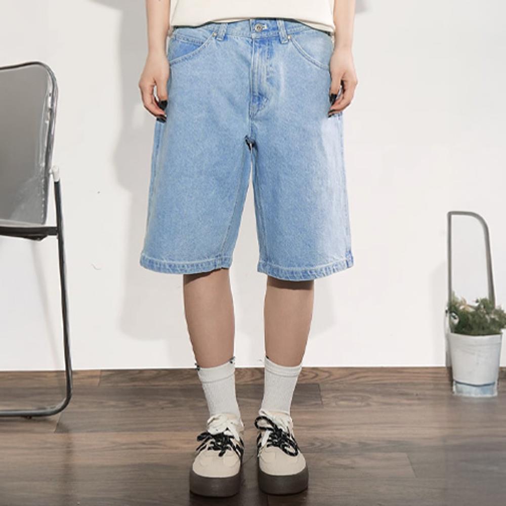 Dickies男款復古藍純棉經典三色Logo織標休閒牛仔短褲|DK0A88ONC15